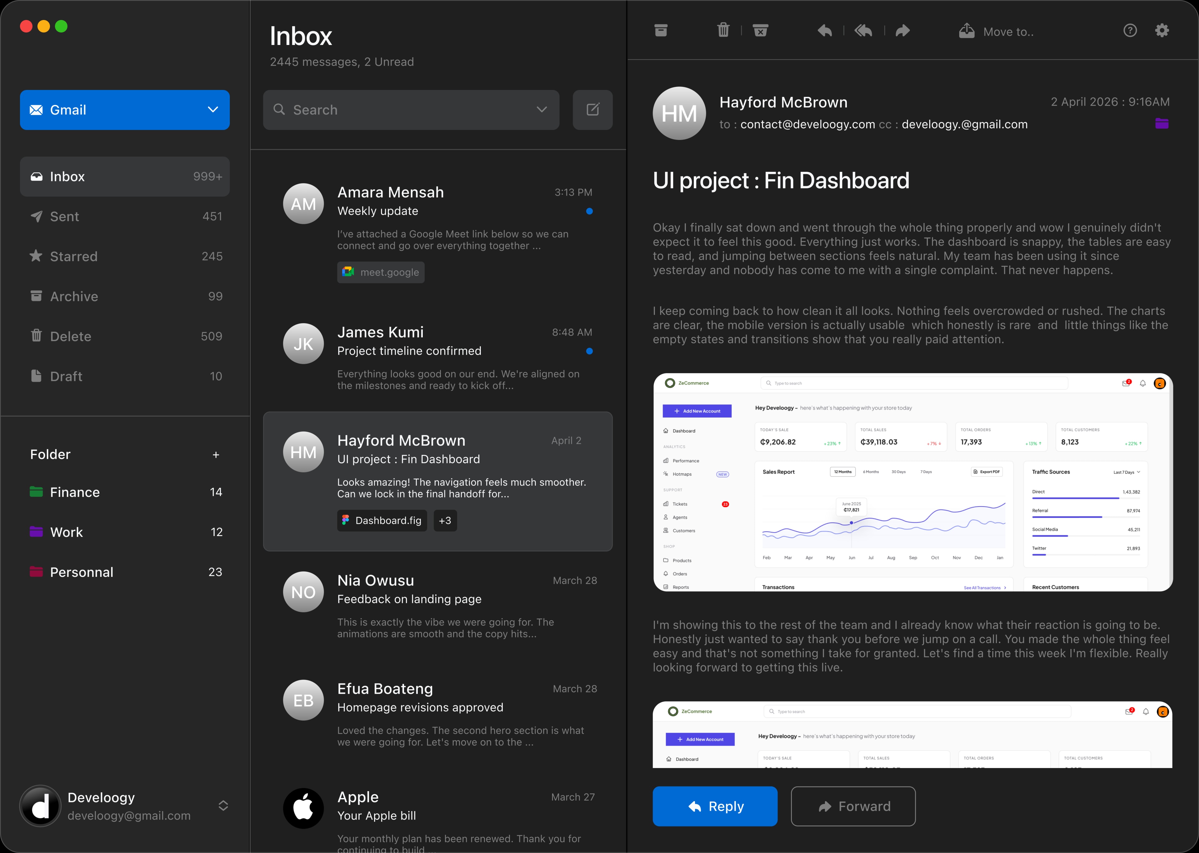 Develoogy mail inbox